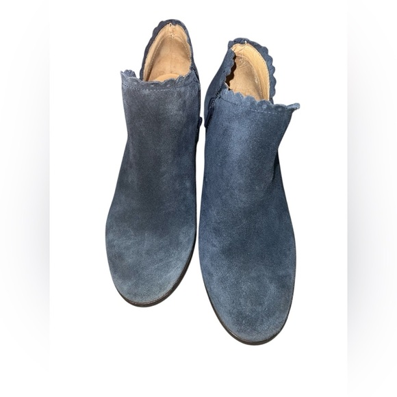 Jack Rogers Women’s Marianne‎ Navy Blue Suede Ankle Boots Size 6.5 Stacked Heel - Picture 3 of 9